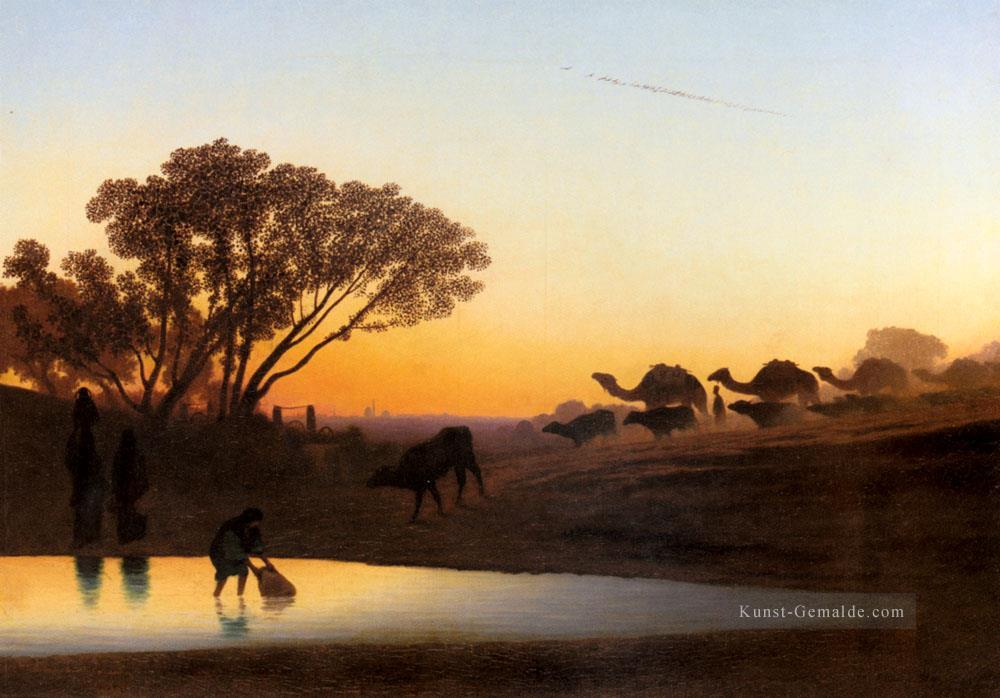 Sonnenuntergang auf dem Nil Szenerie Charles Theodore Frere Ölgemälde